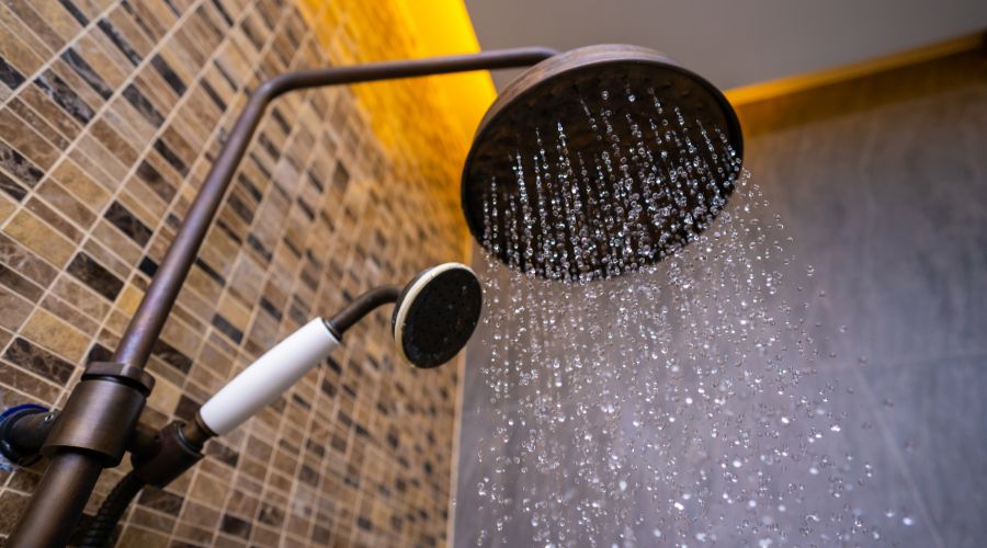 shower head with water dripping